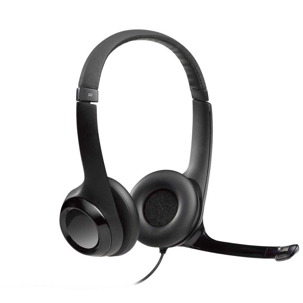 Headset com fio USB Logitech H390 com Almofadas, Controles de Áudio Integrado e Microfone com Redução de Ruído