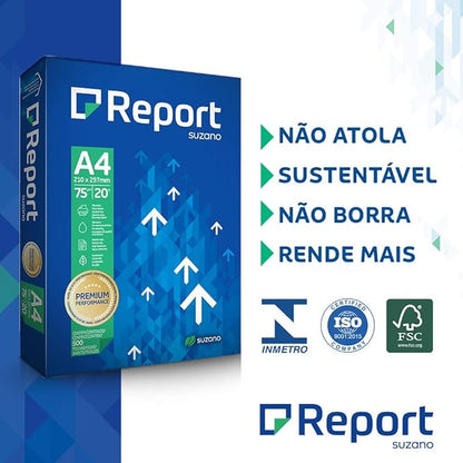 Papel Sulfite Report A4 Branco 75g 500 folhas