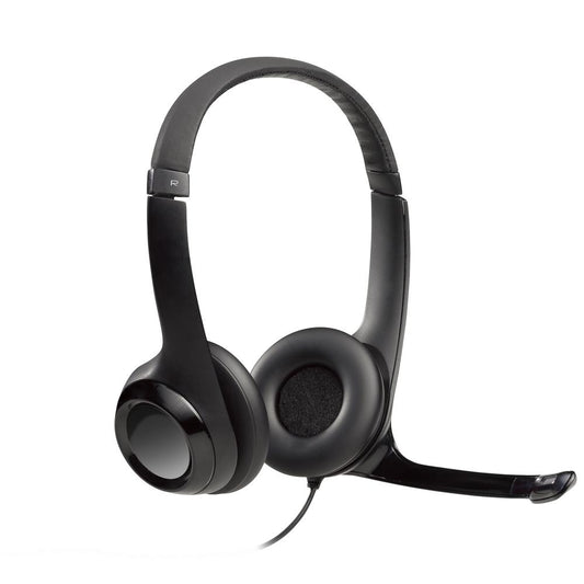 Headset com fio USB Logitech H390 com Almofadas, Controles de Áudio Integrado e Microfone com Redução de Ruído