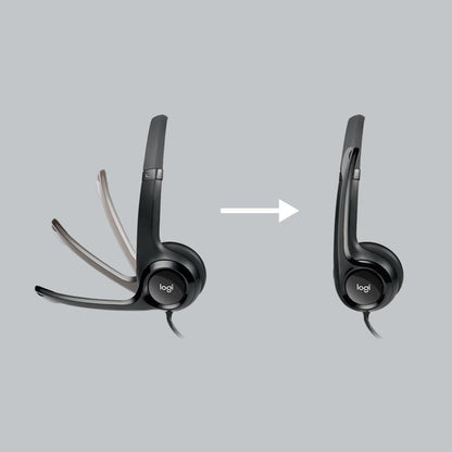 Headset com fio USB Logitech H390 com Almofadas, Controles de Áudio Integrado e Microfone com Redução de Ruído